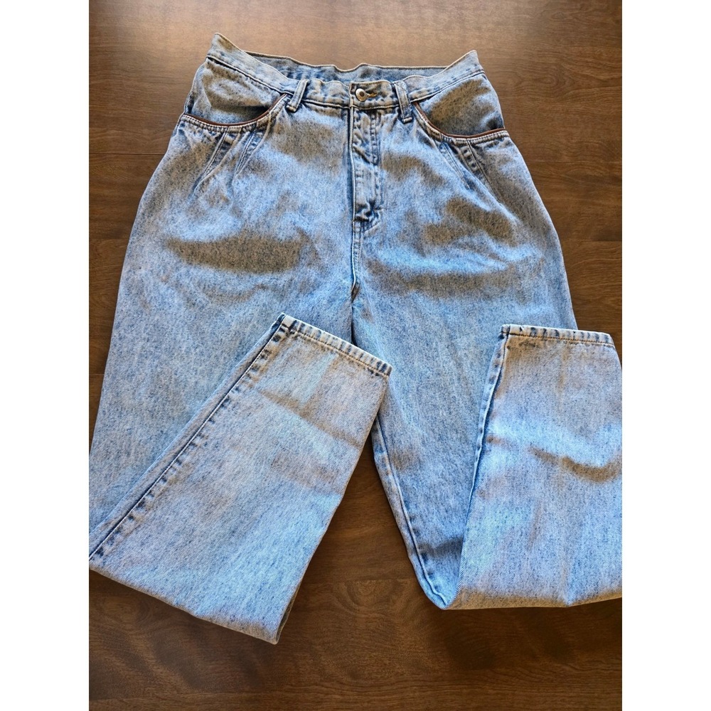 Brittania Vintage 80s High Waisted‎ Pleated Mom Jeans Light Acid Wash Tapered
